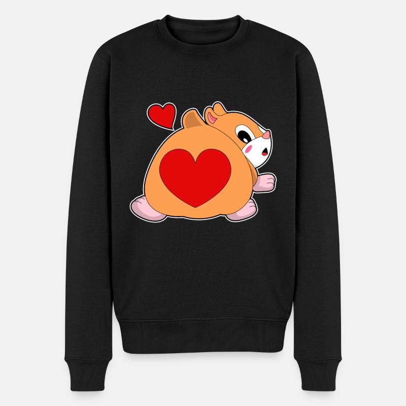 Hamster avec cœur - Pull Premium bio Homme - noir