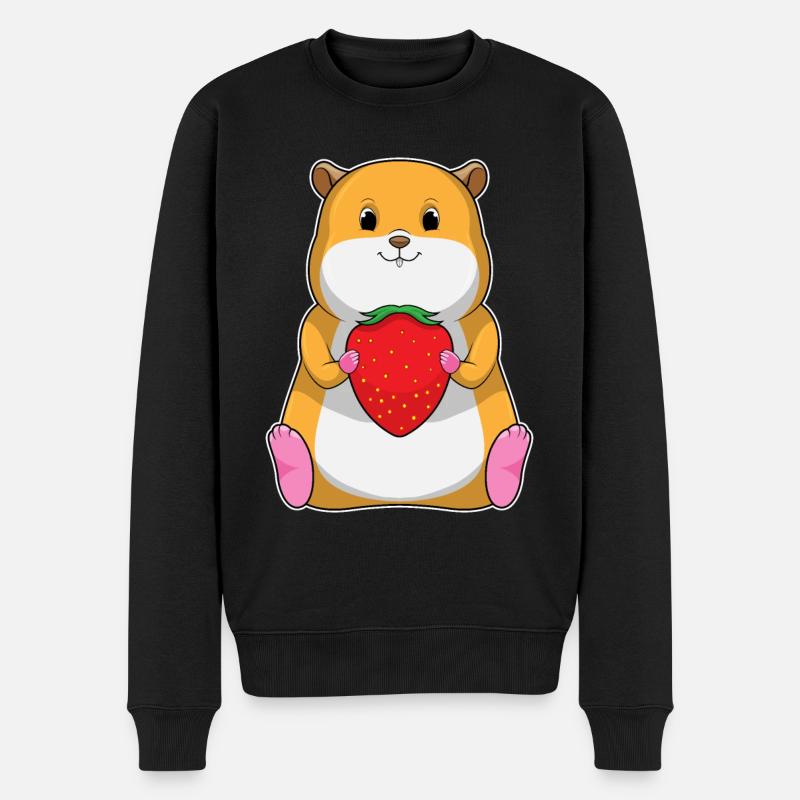 Hamster à la fraise - Pull Premium bio Homme - noir
