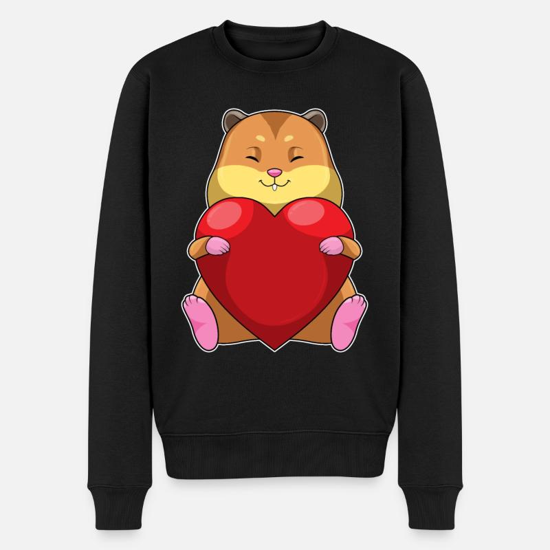 Hamster avec cœur - Pull Premium bio Homme - noir
