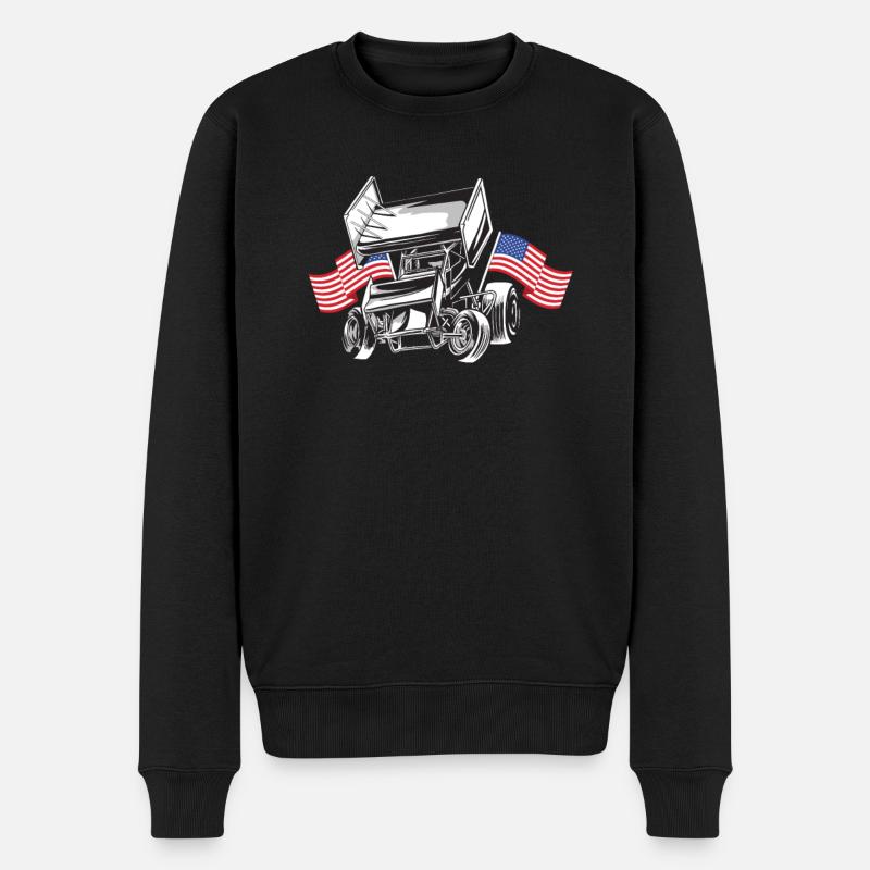 Sprint Car Racing Spruch - Männer Premium Bio Pullover - Schwarz