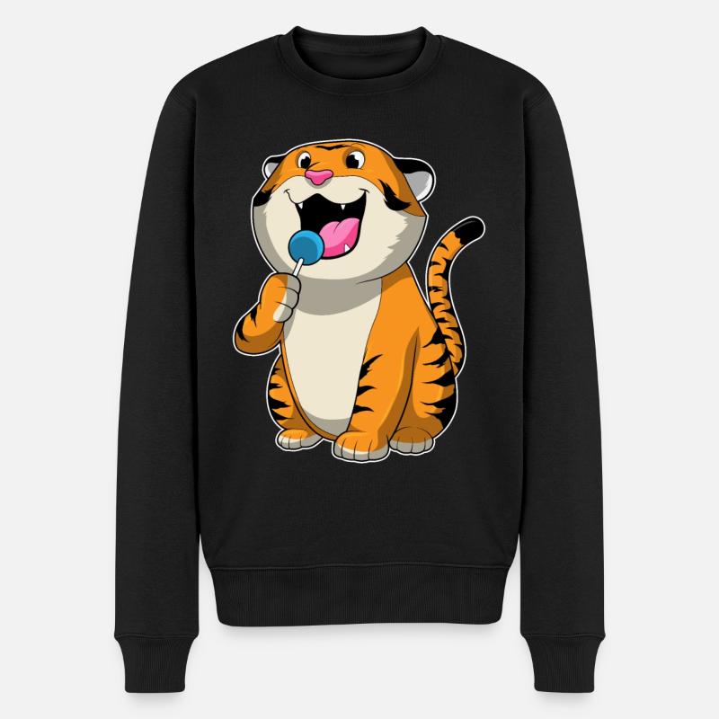 Tigre avec sucette - Pull Premium bio Homme - noir