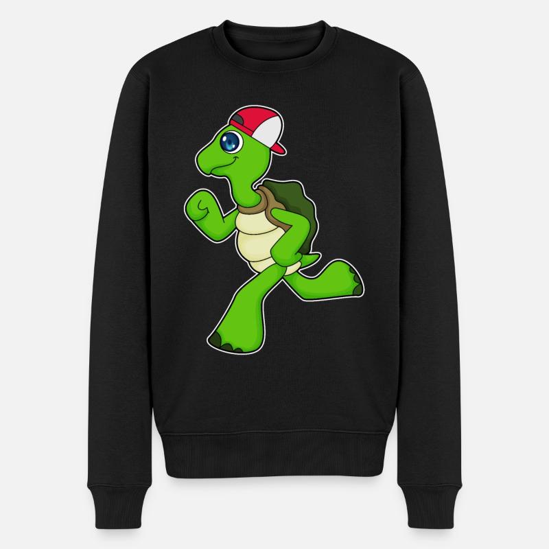 Tortue en joggeuse avec casquette - Pull Premium bio Homme - noir