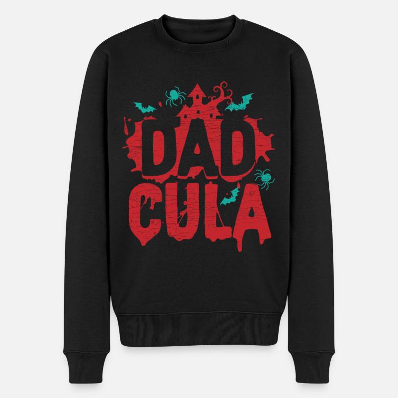 Dracula Papa Halloween - Männer Premium Bio Pullover - Schwarz