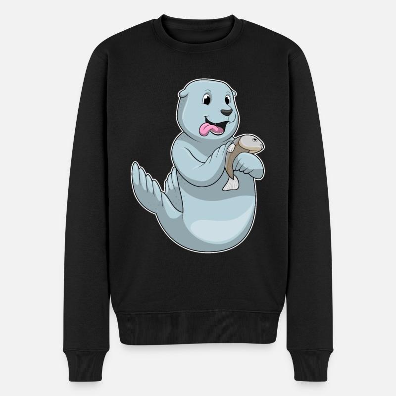 Sceller avec du poisson - Pull Premium bio Homme - noir
