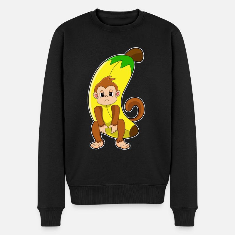 Singe à la banane - Pull Premium bio Homme - noir