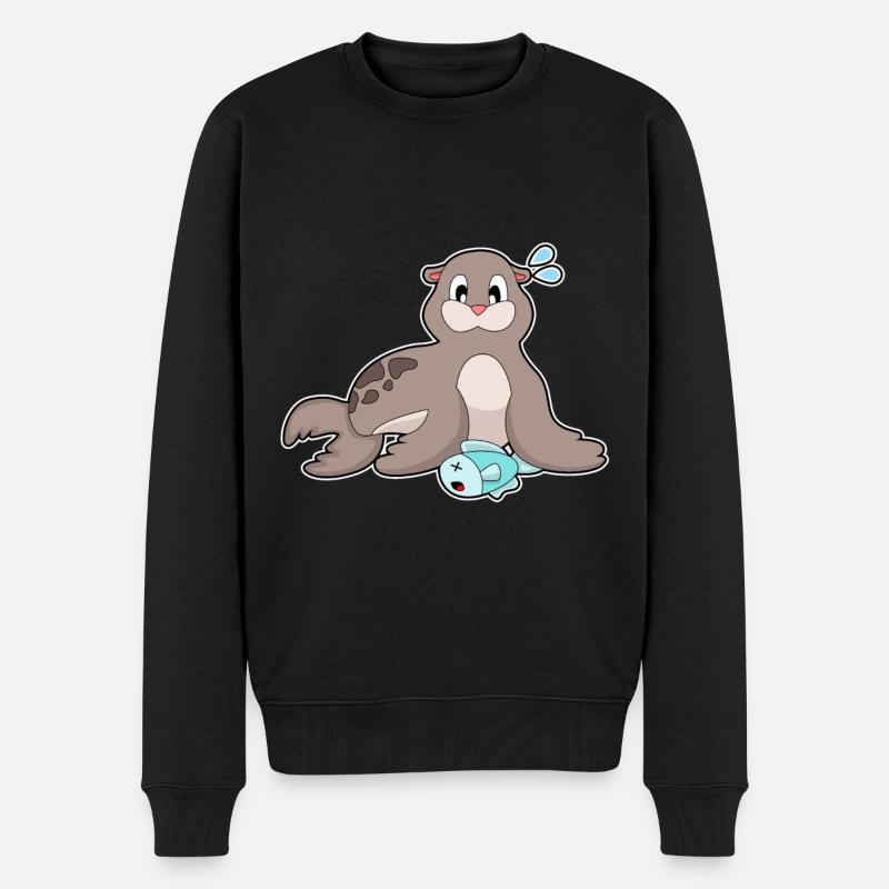Sceller avec du poisson - Pull Premium bio Homme - noir