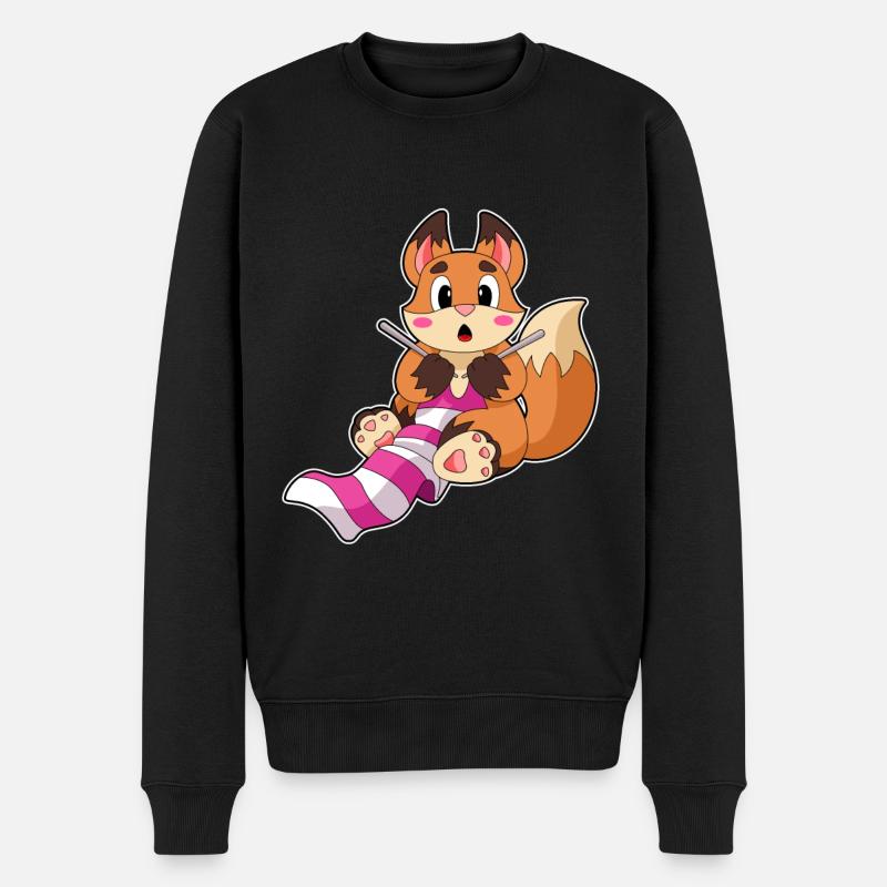 Fuchs mit Schal - Männer Premium Bio Pullover - Schwarz