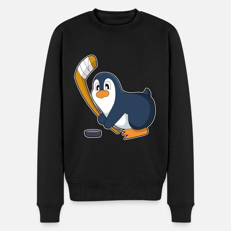 Pinguin Eishockey Eishockeyschläger - Männer Premium Bio Pullover - Schwarz