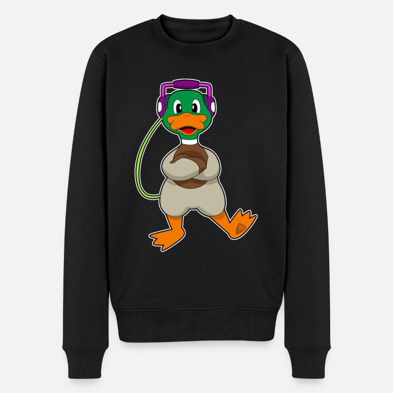 Ente Kopfhörer Musik - Männer Premium Bio Pullover - Schwarz