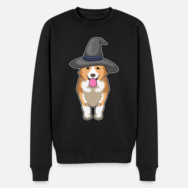 Corgi Hexe - Männer Premium Bio Pullover - Schwarz
