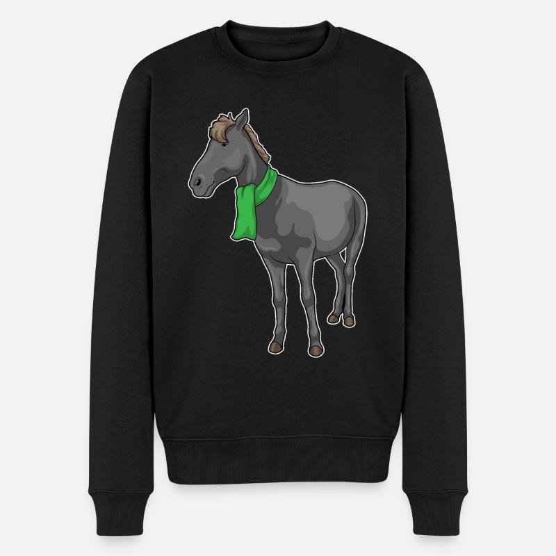 Pferd Schal - Männer Premium Bio Pullover - Schwarz