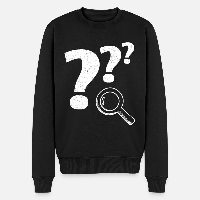 Fragezeichen Lupe - Männer Premium Bio Pullover - Schwarz