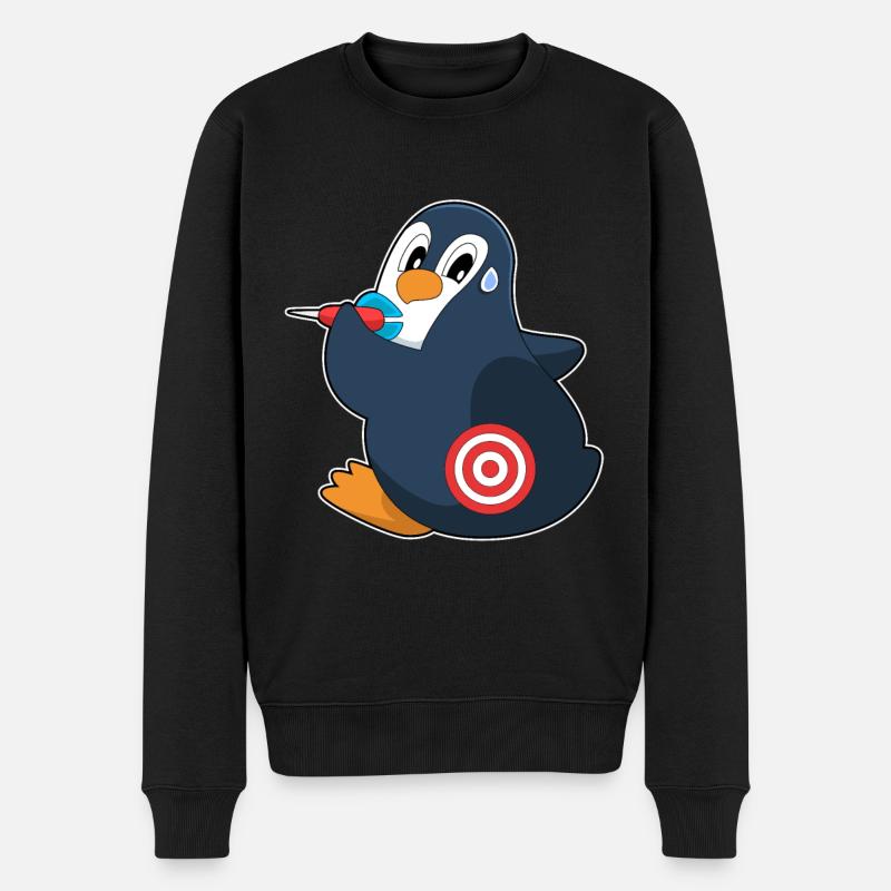 Pinguin Dart Dartpfeil Dartscheibe - Männer Premium Bio Pullover - Schwarz