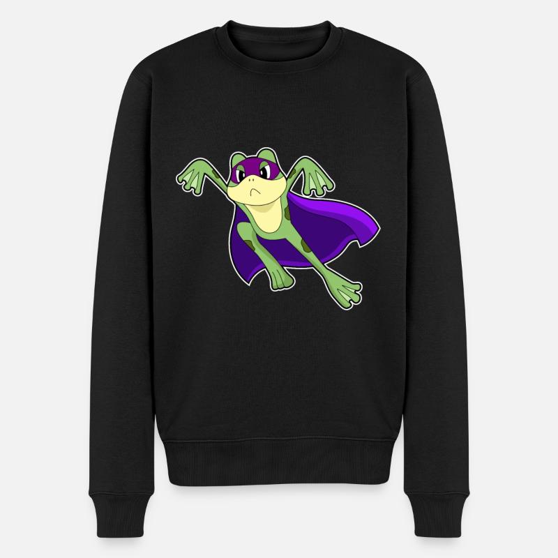 Frosch Held - Männer Premium Bio Pullover - Schwarz