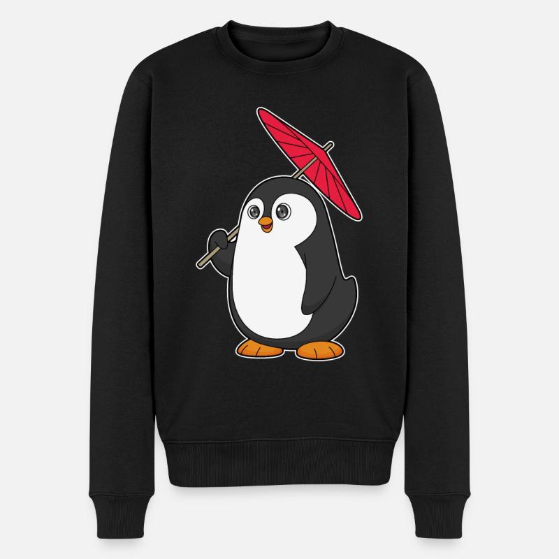 Pinguin Regenschirm - Männer Premium Bio Pullover - Schwarz