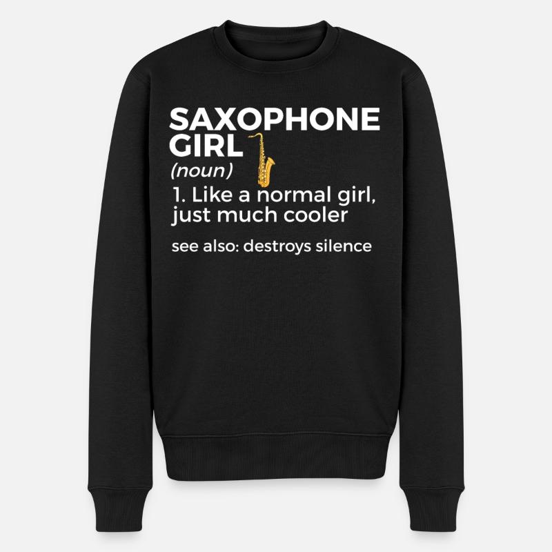 Saxophone Musiker Blasmusik - Männer Premium Bio Pullover - Schwarz