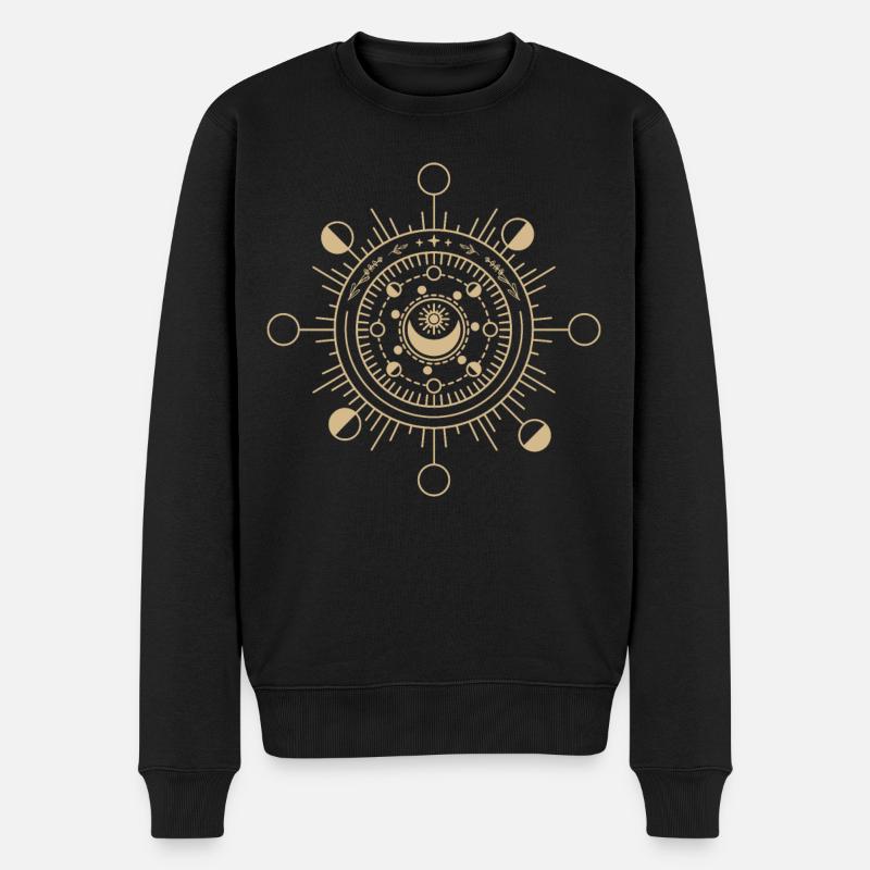 Boho Pilze & Minimalismus Goblincore Aesthetic - Männer Premium Bio Pullover - Schwarz