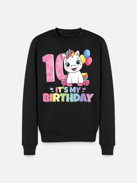 Regenboog Eenhoorn 10e Verjaardag Meisje 10 jaar - Mannen Premium Bio sweater - zwart