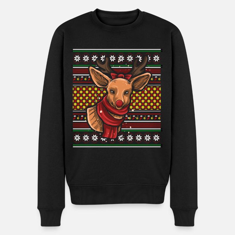 Pull de Noël moche Tshirt Noël Rehntier - Pull Premium bio Homme - noir