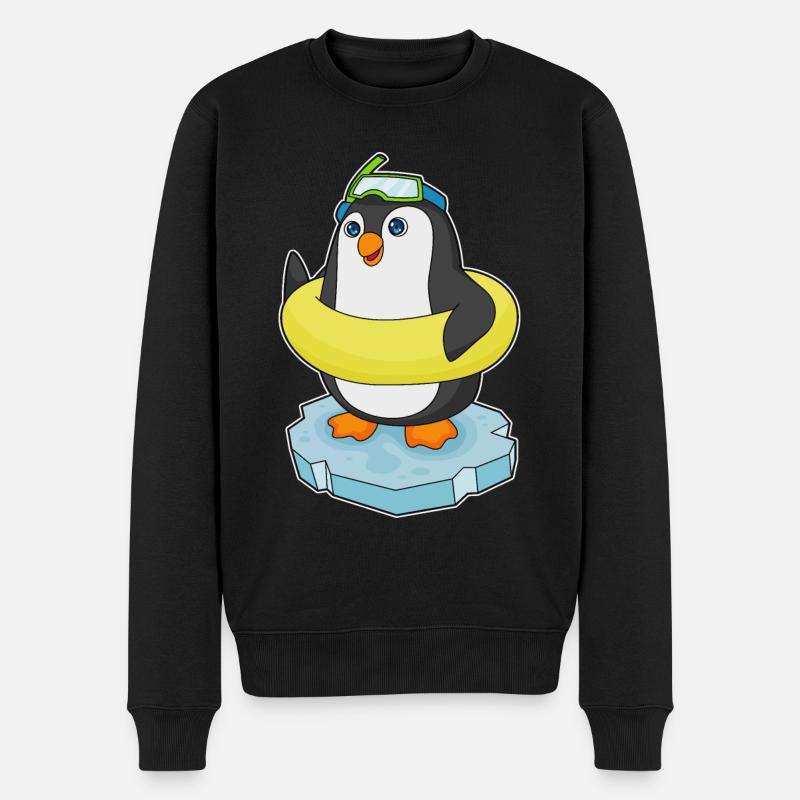 Pinguin Eisscholle Schwimmen Rettungsring - Männer Premium Bio Pullover - Schwarz
