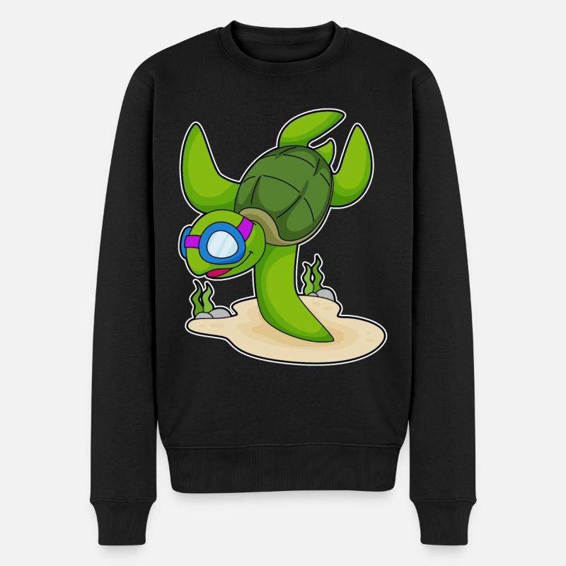 Schildkröte Taucher Schwimmbrille - Männer Premium Bio Pullover - Schwarz