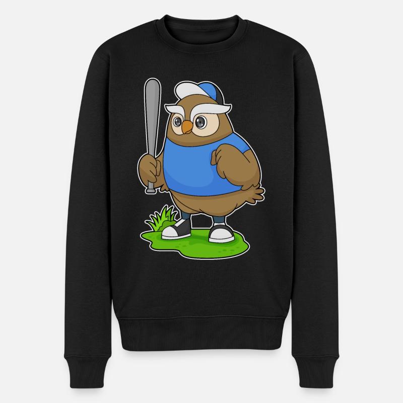 Eule Baseball Baseballschläger - Männer Premium Bio Pullover - Schwarz