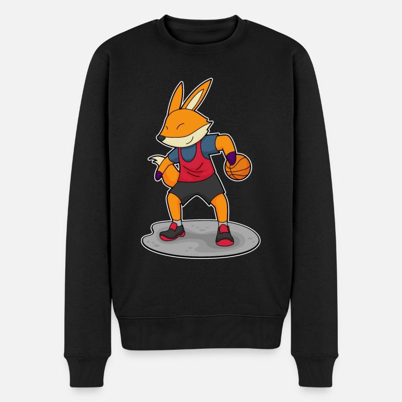 Fuchs Basketballspieler Basketball - Männer Premium Bio Pullover - Schwarz