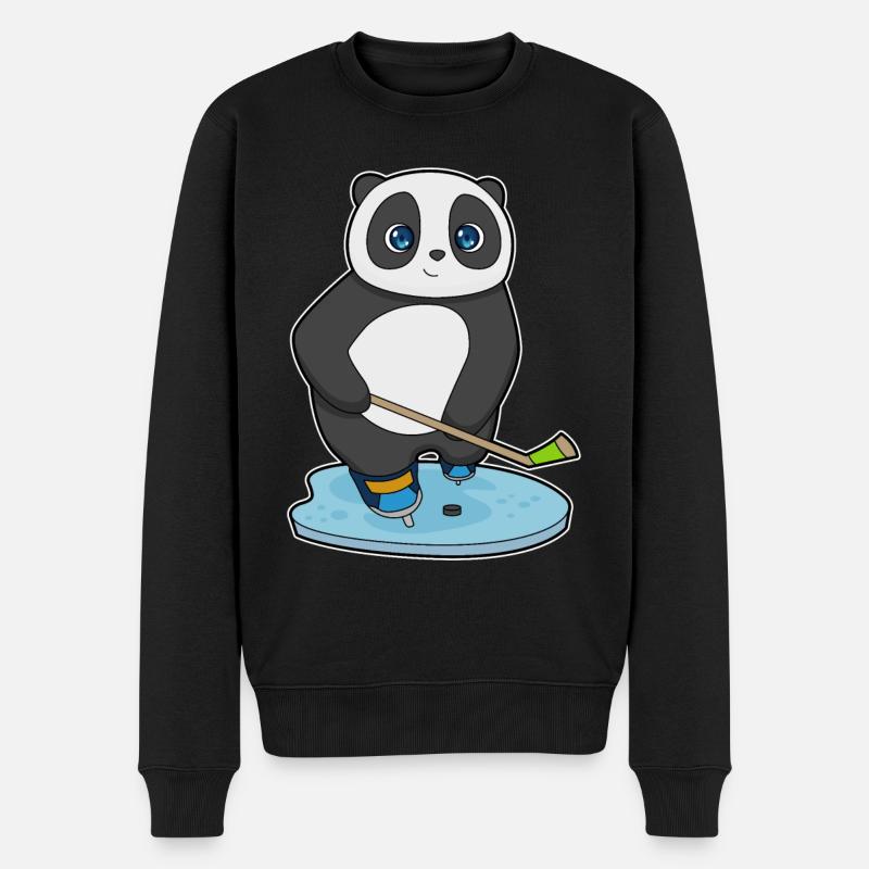 Panda Eishockey Eishockeyschläger - Männer Premium Bio Pullover - Schwarz