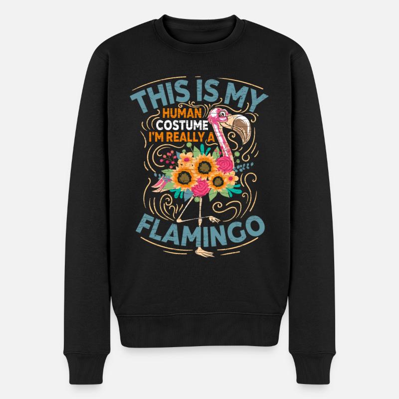 Flamingo Fasching - Männer Premium Bio Pullover - Schwarz
