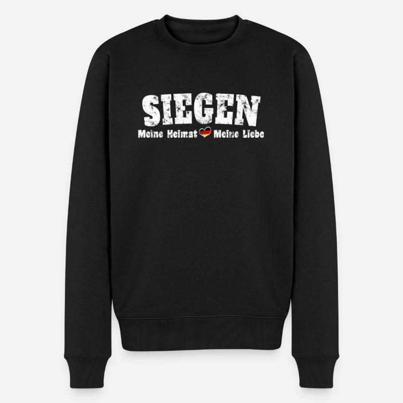 Siegen Meine Heimat meine Liebe Herz - Männer Premium Bio Pullover - Schwarz
