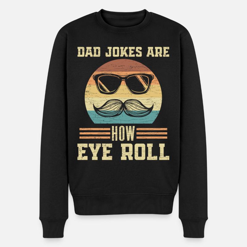 Papa Dad Jokes Vatertag - Männer Premium Bio Pullover - Schwarz