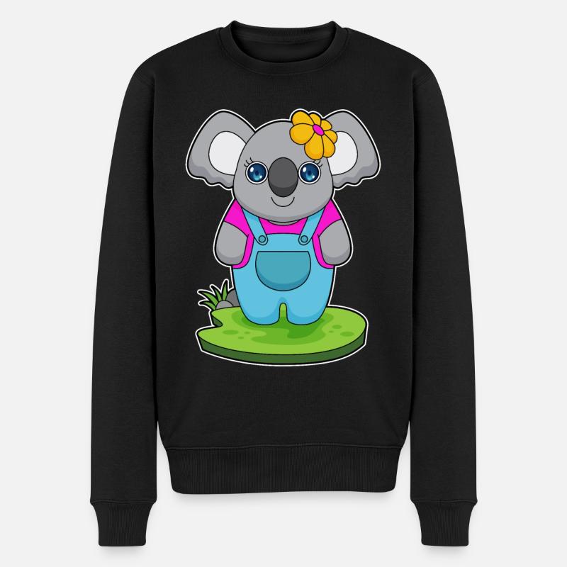 Koala Blume - Männer Premium Bio Pullover - Schwarz