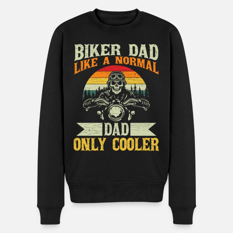 Motorrad Papa Biker - Männer Premium Bio Pullover - Schwarz