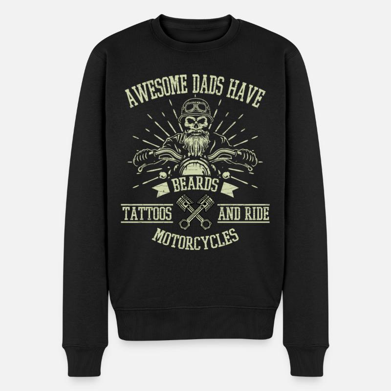 Biker Papa Motorradfahrer - Männer Premium Bio Pullover - Schwarz