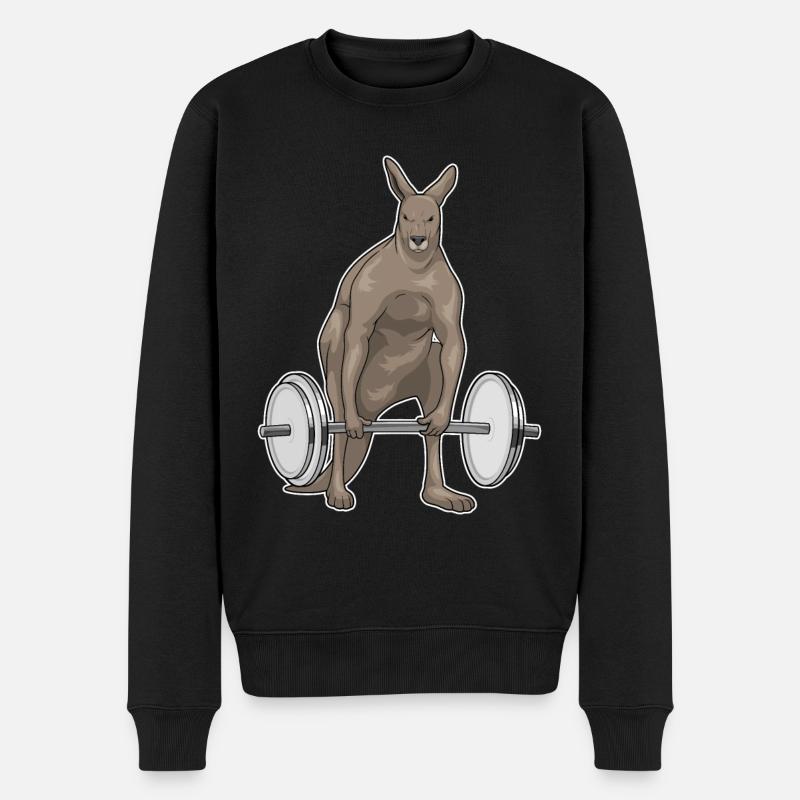 Kangourou Bodybuilding Haltères - Pull Premium bio Homme - noir
