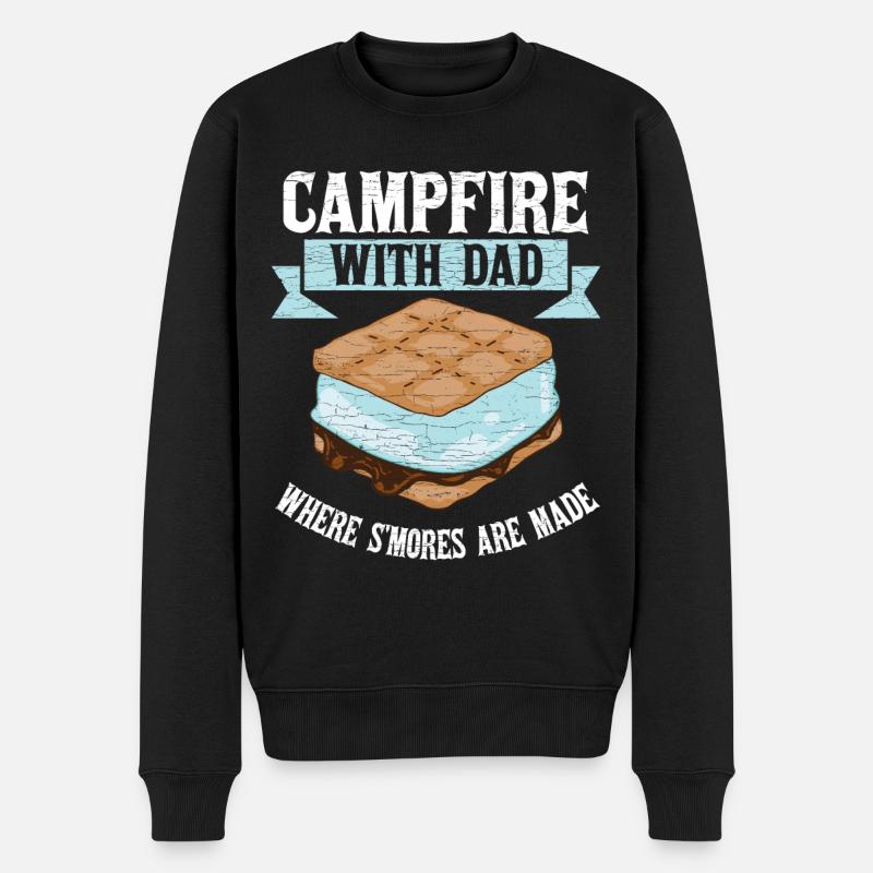 Camping Lagerfeuer Papa - Männer Premium Bio Pullover - Schwarz