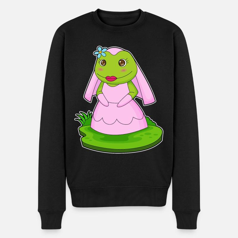 Frosch Braut Blume Hochzeit - Männer Premium Bio Pullover - Schwarz