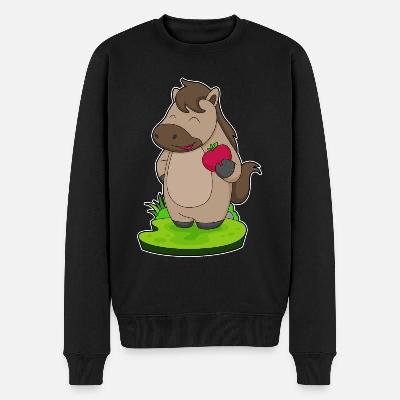 Pferd Apfel - Männer Premium Bio Pullover - Schwarz