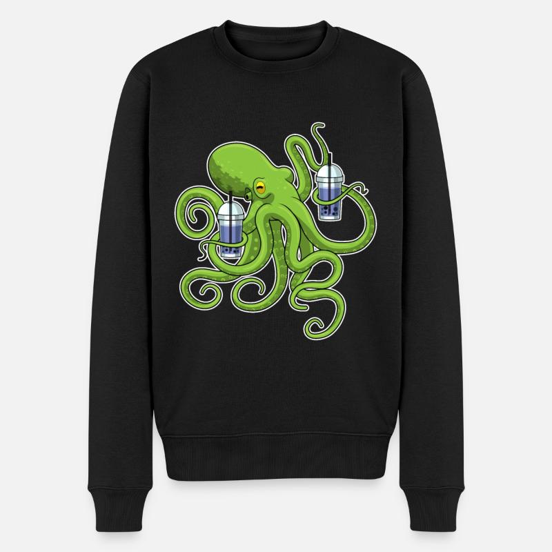 Octopus Bubble tea - Pull Premium bio Homme - noir