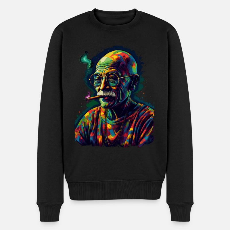 Friedensnobelpreisträger Mahatma Gandhi - Männer Premium Bio Pullover - Schwarz