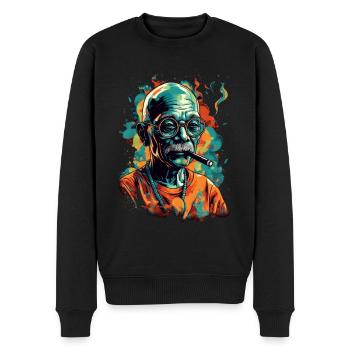 Friedensnobelpreisträger Mahatma Gandhi Geschenk - Männer Premium Bio Pullover - Schwarz - Vorne - Nico (187cm)