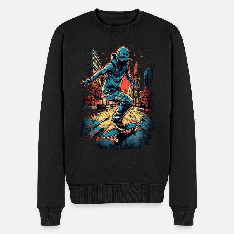Cool Skater Skateboard - Pull Premium bio Homme - noir