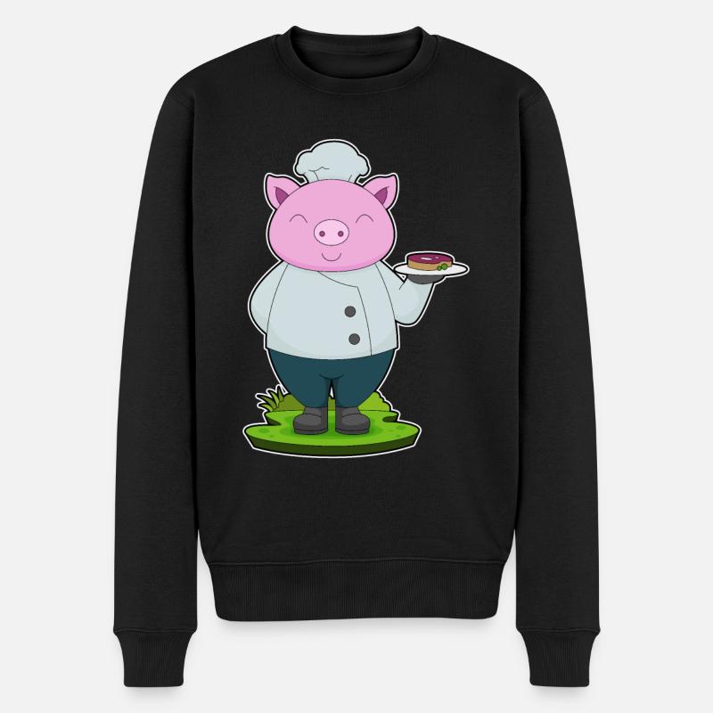 Schwein Koch Fleisch - Männer Premium Bio Pullover - Schwarz