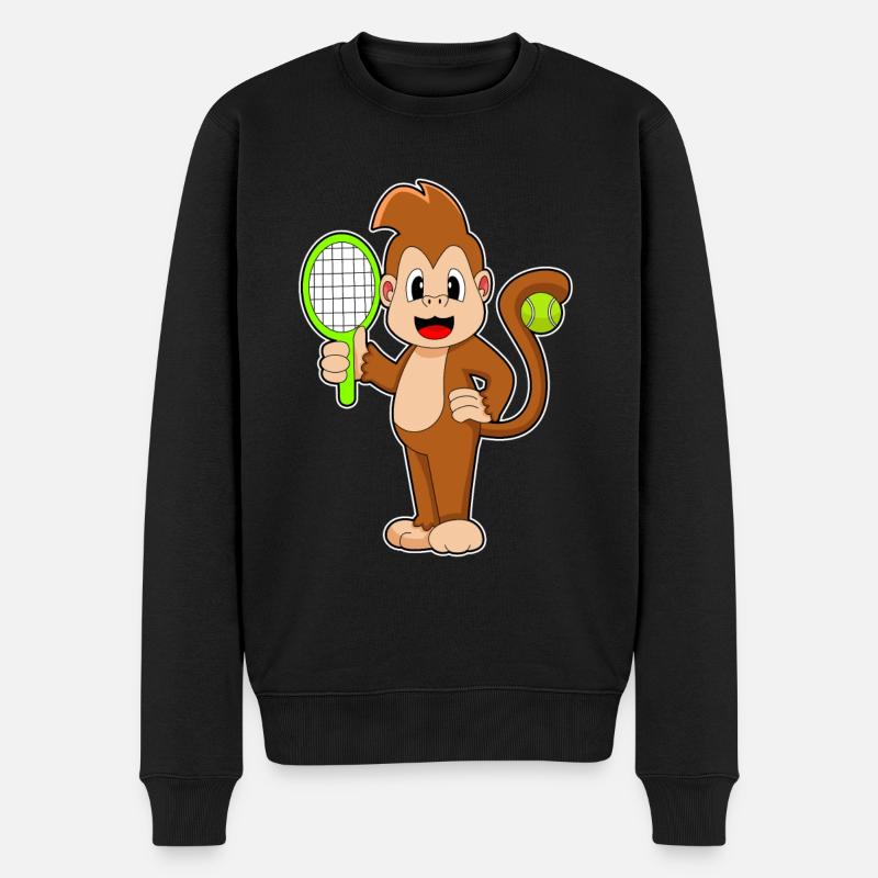 Affe Tennis Tennisschläger - Männer Premium Bio Pullover - Schwarz