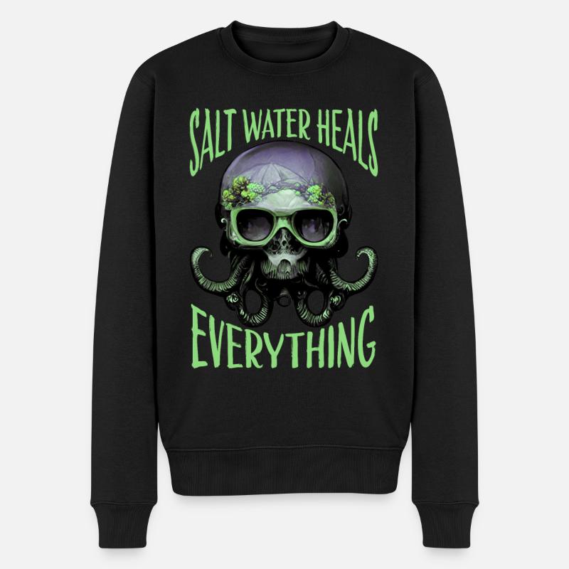 Oktopuss Totenkopf Kraken Geschenk - Männer Premium Bio Pullover - Schwarz
