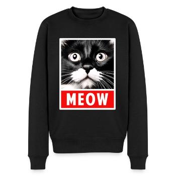 MEOW Miau Niedliches Katzengesicht - Männer Premium Bio Pullover - Schwarz - Vorne - Nico (187cm)
