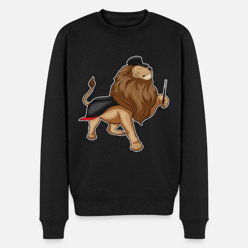 Löwe Zauberer Zauberstab - Männer Premium Bio Pullover - Schwarz