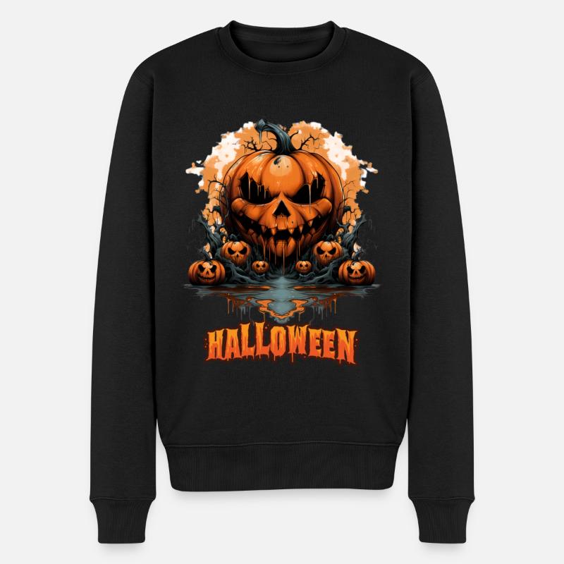 Citrouille lanterne Jack O d’Halloween - Pull Premium bio Homme - noir