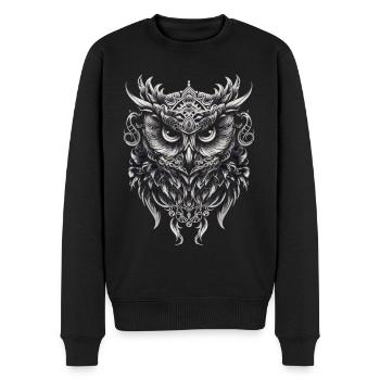 Cute owl with big eyes - Men's Premium Organic Jumper - black - Front - Nico (187cm)