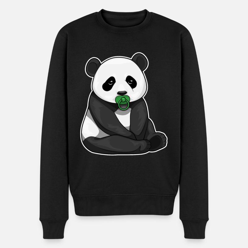Panda Schnuller - Männer Premium Bio Pullover - Schwarz